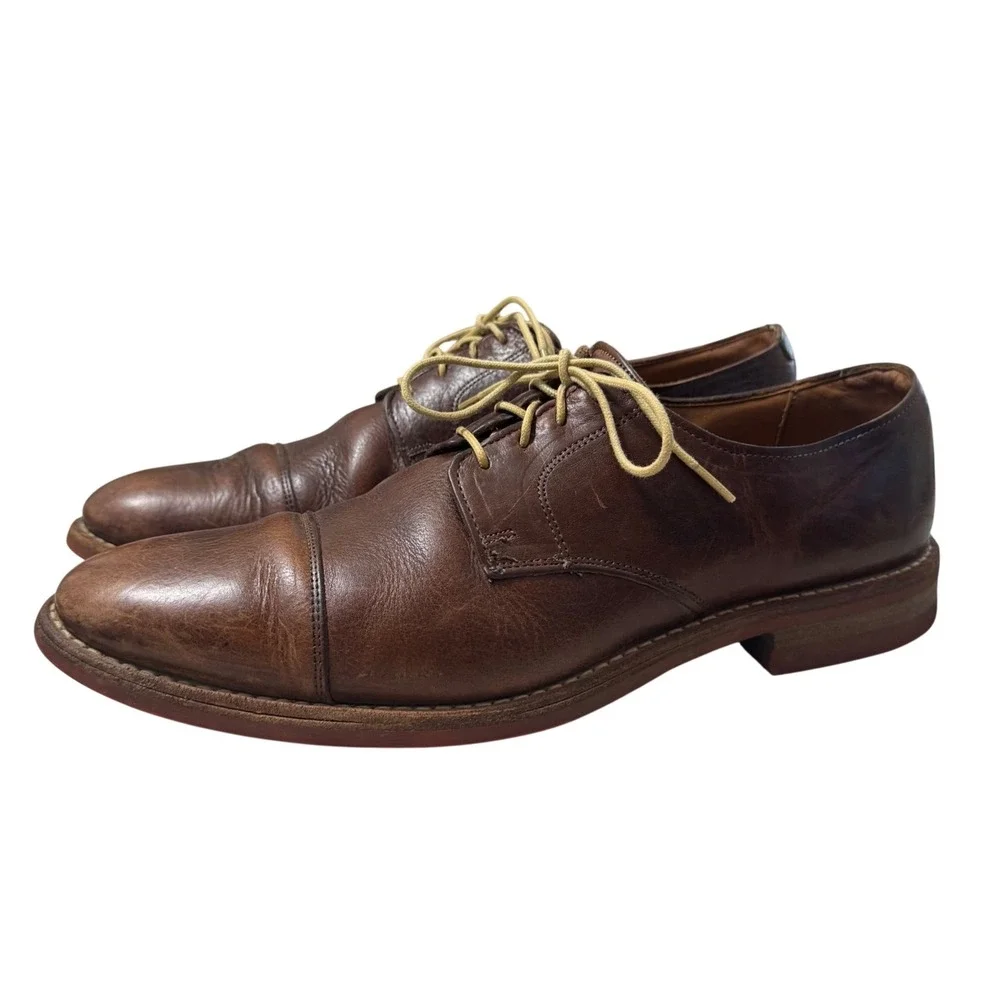 Allen Edmonds Oak Street Cap Toe Derby Shoes Mens 11 D Brown Leather Dainite